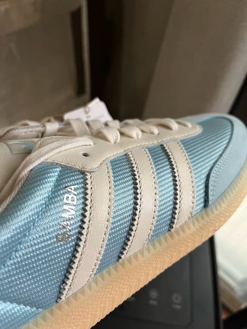 adidas Light Blue and White Samba-Style Men's Sneakers - Picture 6 of 7